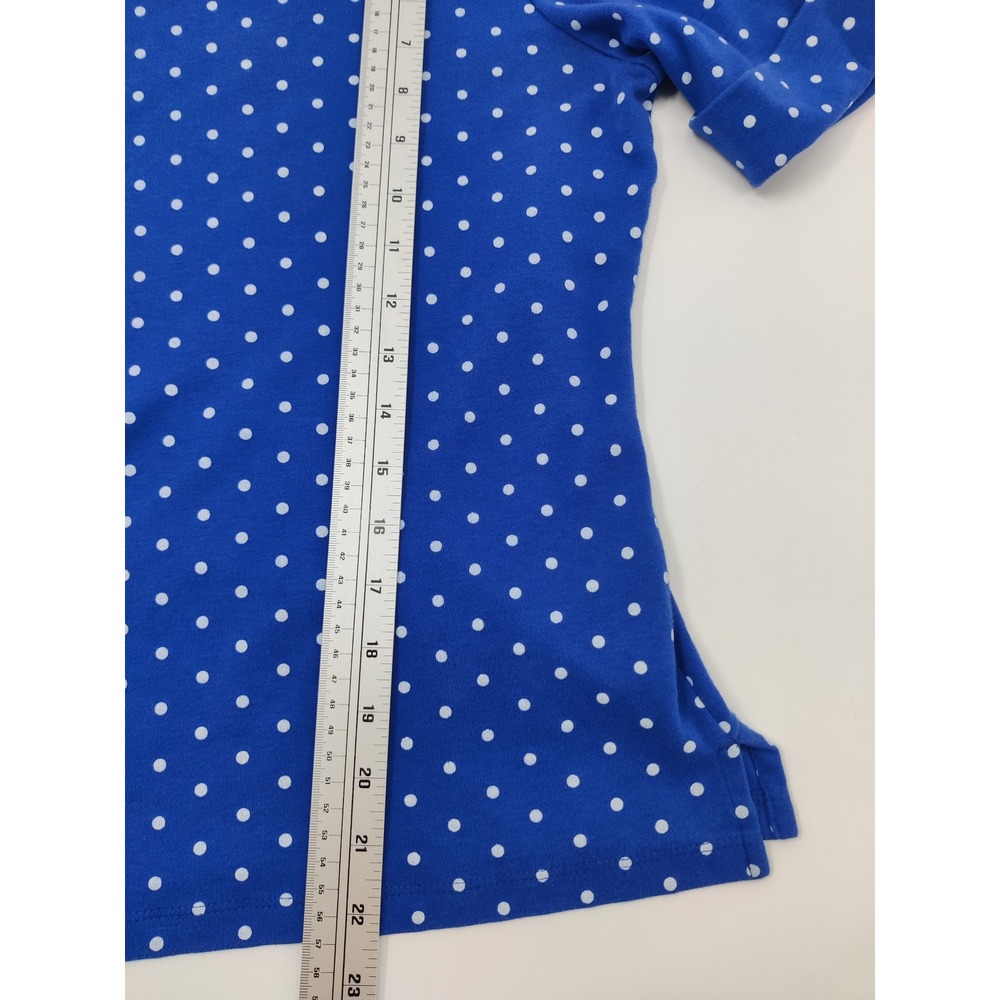 Karen Scott Womens Top PL Blue Polka Dot 3/4 Sleeve Boat Neck Knit‎ Casual - Picture 7 of 7